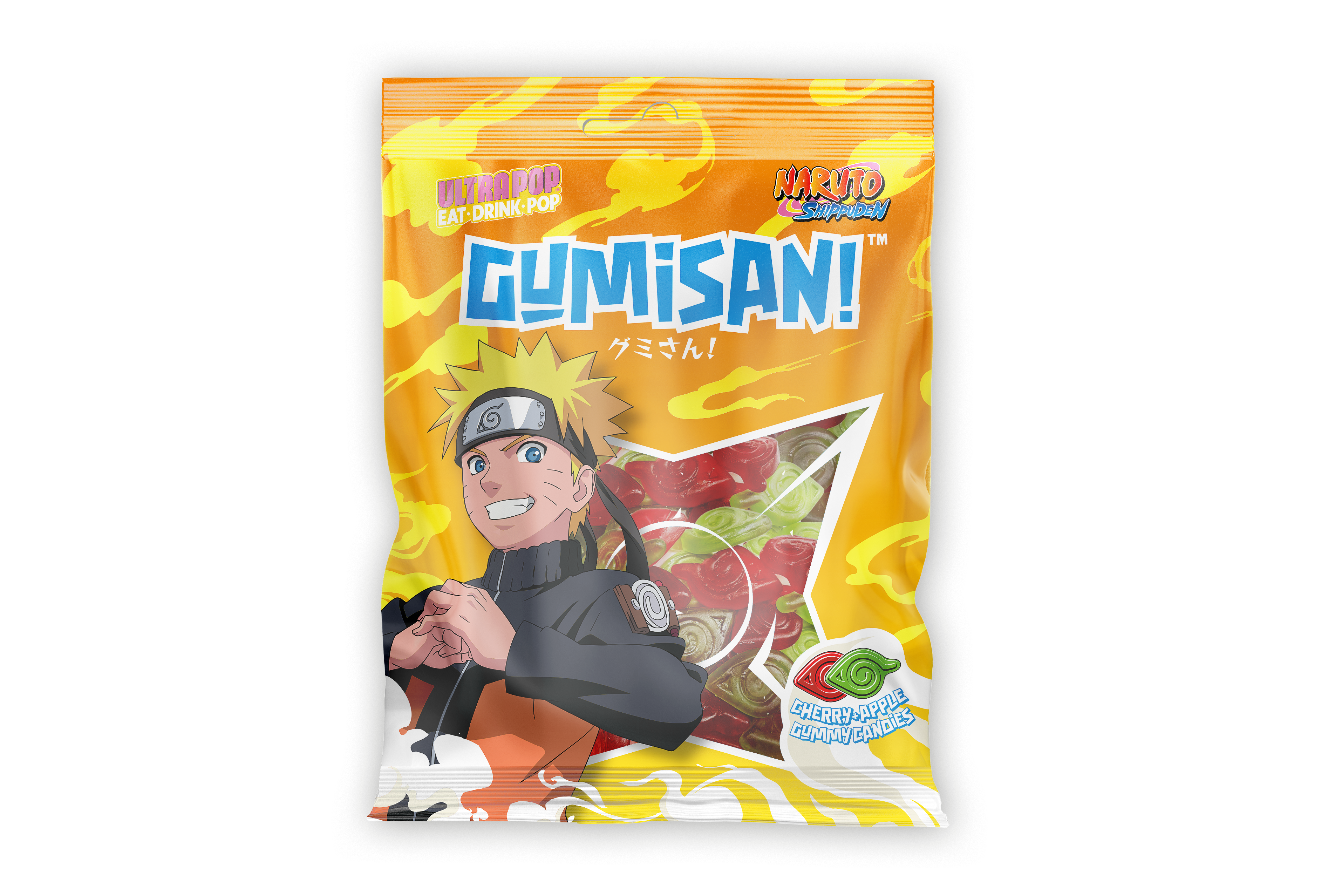 Naruto Gumisan Gummy Candies Cherry and Apple flavor 180g (14 pack) H34