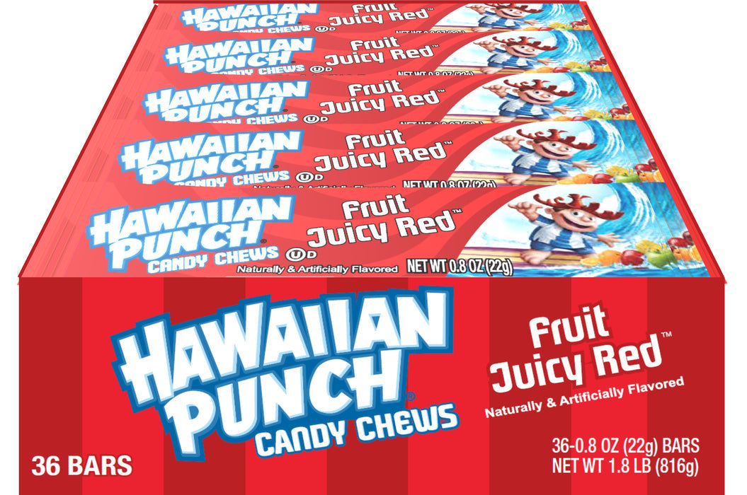 Hawaiian Punch Chew Bars Fruit Juicy Red 22 g (36 Pack) -