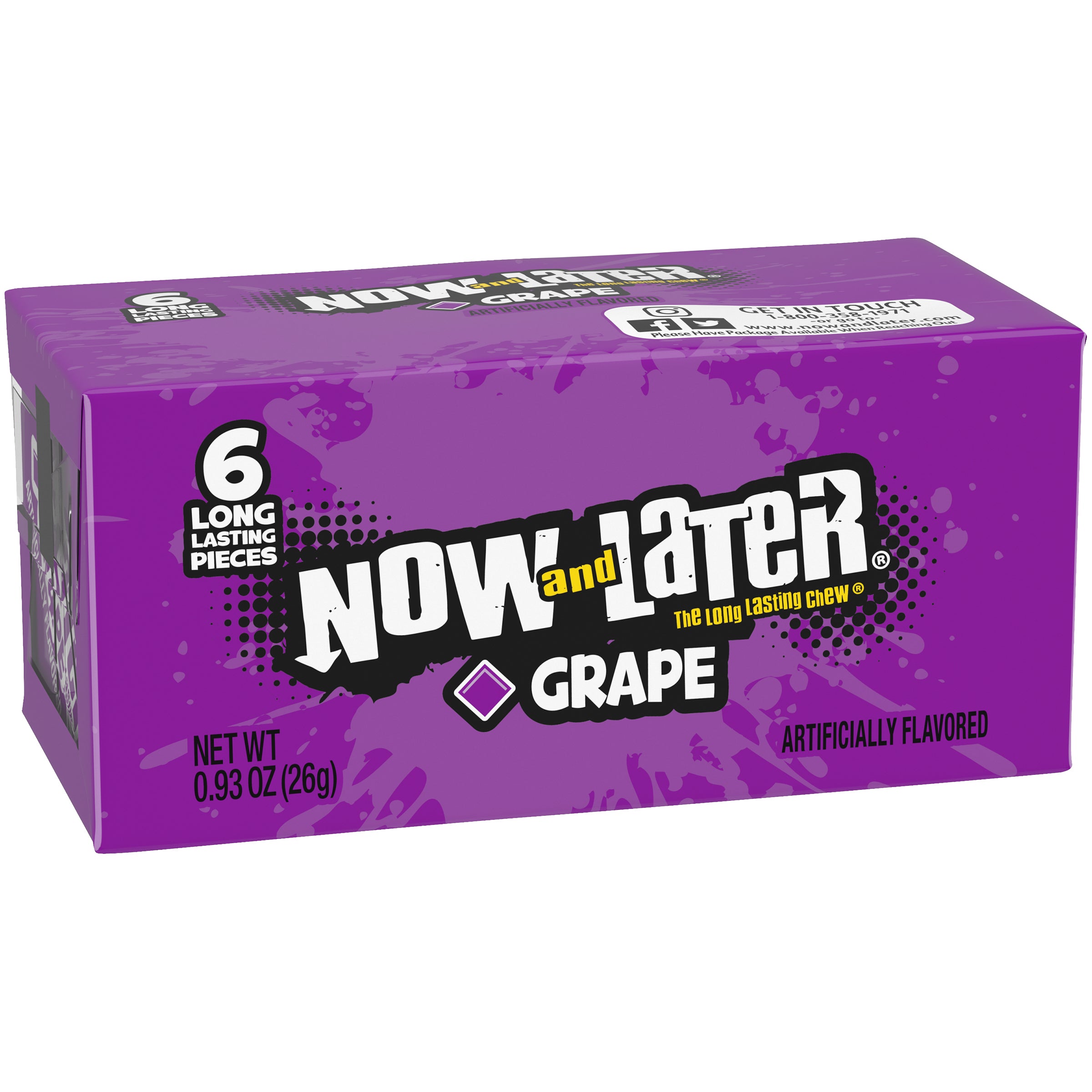 Now and Later 6-Piece Grape Candy 26 g (24 Pack) X8