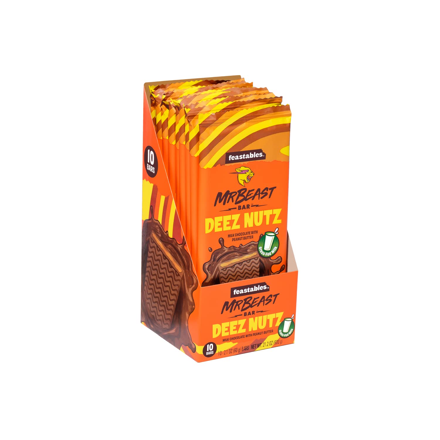 Mr Beast  Deez Nutz - Peanut Butter Milk Chocolate Bar 60g (10 pack) - D22