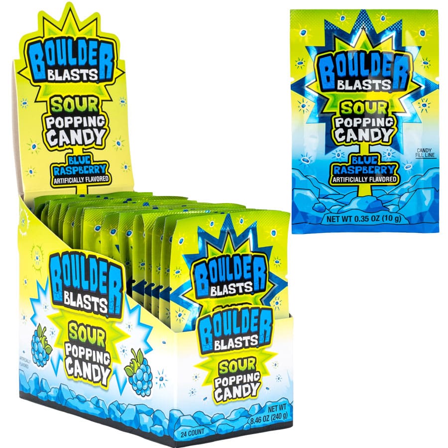 KoKo's Boulder Blast Sour Poppin Candy Blue Rasp 10g (24 Pack) Z97