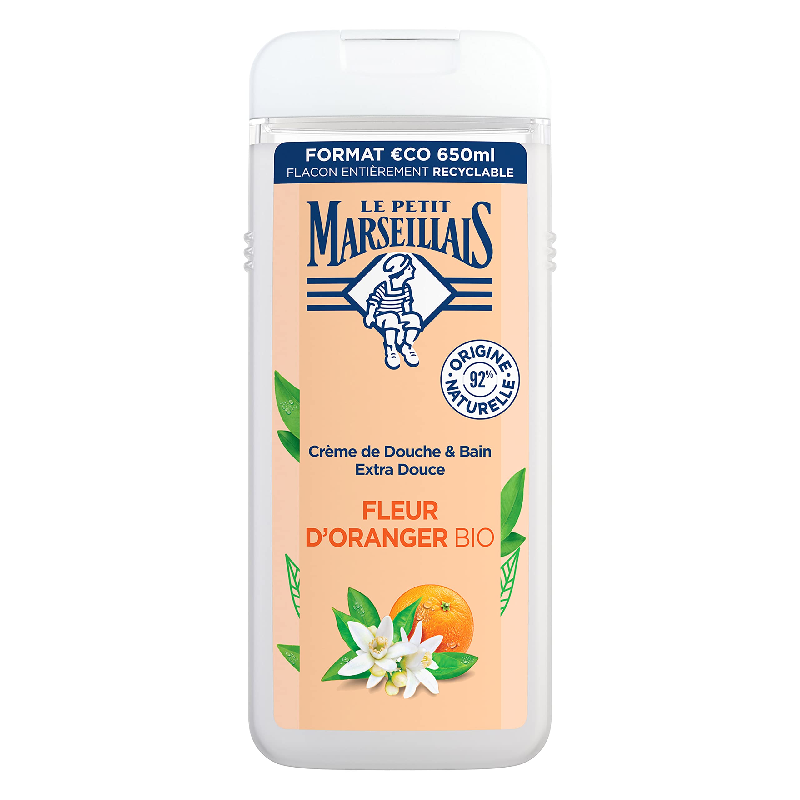 LE PETIT MARSEILLAIS Crème de Douche & Bain Extra Douce Fleur d'Oranger Bio 650ml (12 Pack)