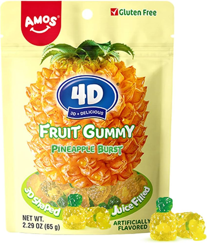 Amos 4D Gummies Pineapple 170g (12 Pack) - H1