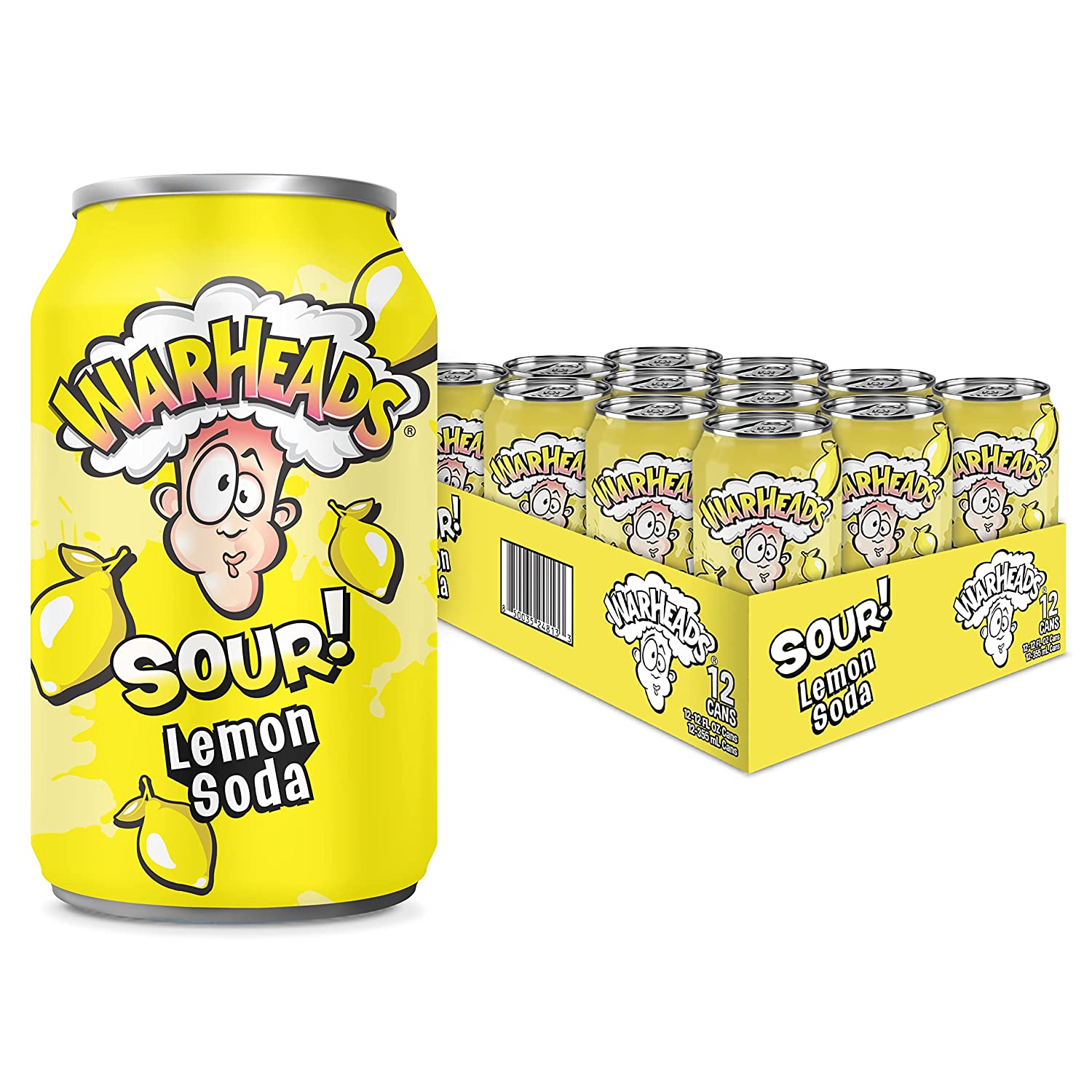Warheads Sour Lemon Soda 355 mL (12 Pack)