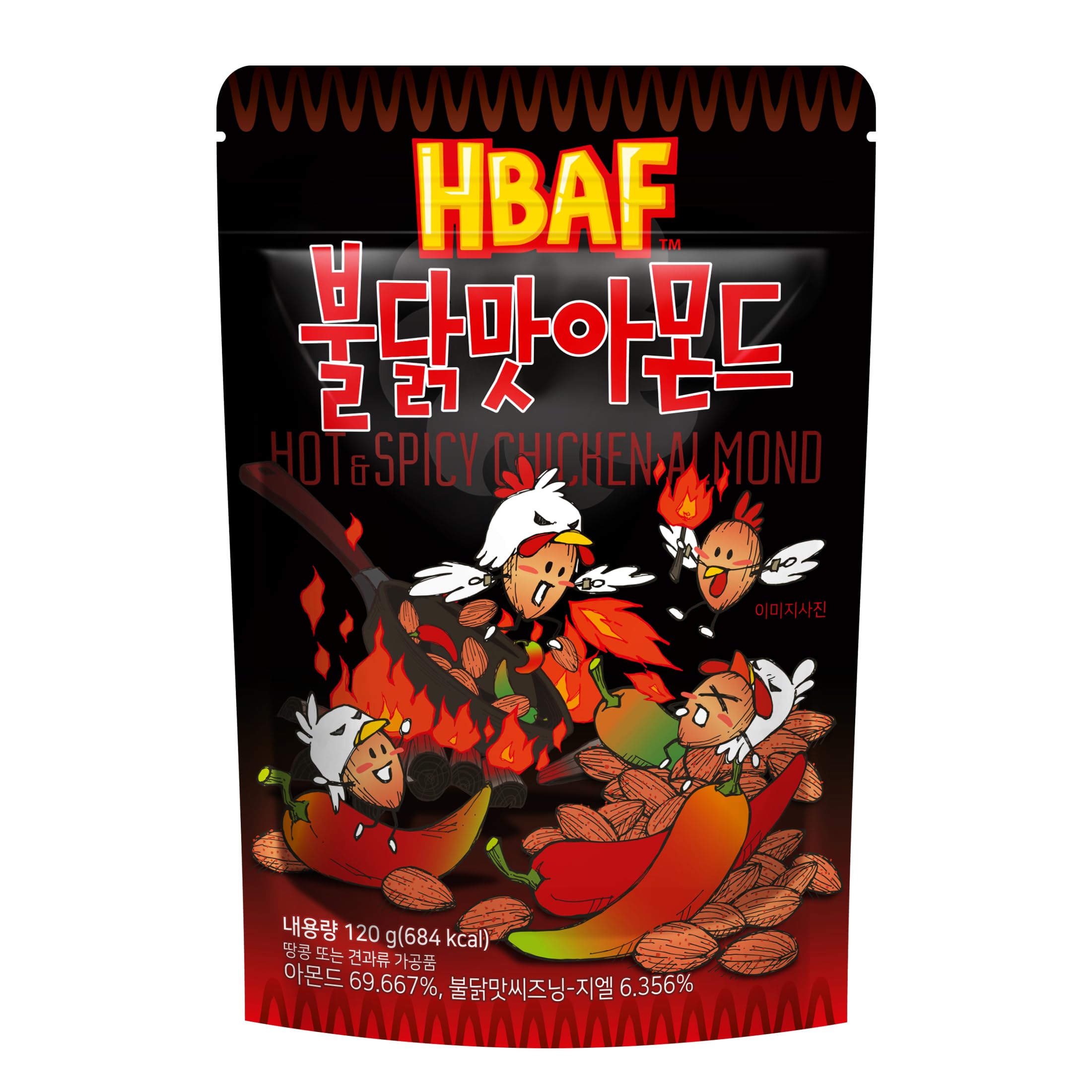 HBAF Hot Spicy Chicken Almond 120g (20 pack) Z114/Z115