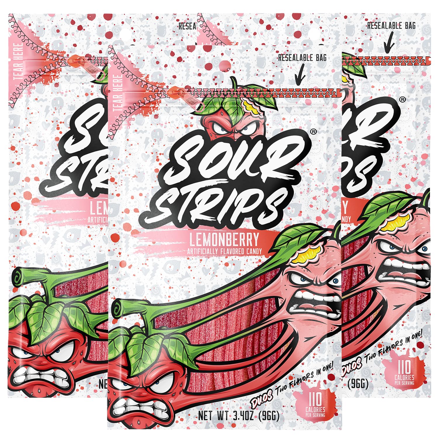 Sour Strips Duos Lemonberry 104 g (12 Pack) - Z33
