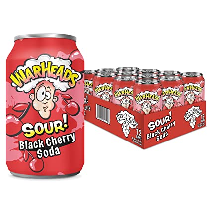 Warheads Sour Black Cherry Soda 355 mL (12 Pack)