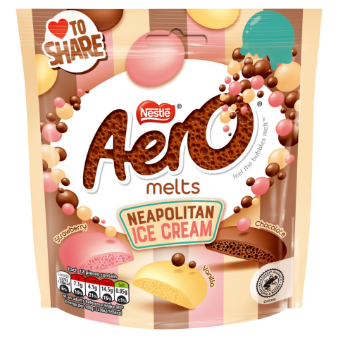 Aero Melts Neapolitan Ice Cream 90 g (8 Pack)