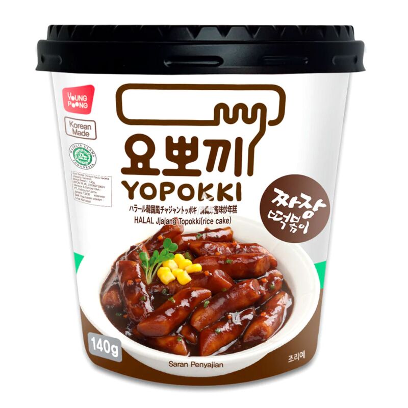 YOUNGPOONG Yopokki Jjajang Tteokbokki Cup HALAL 140g (30 Pack) -F12/Zsol