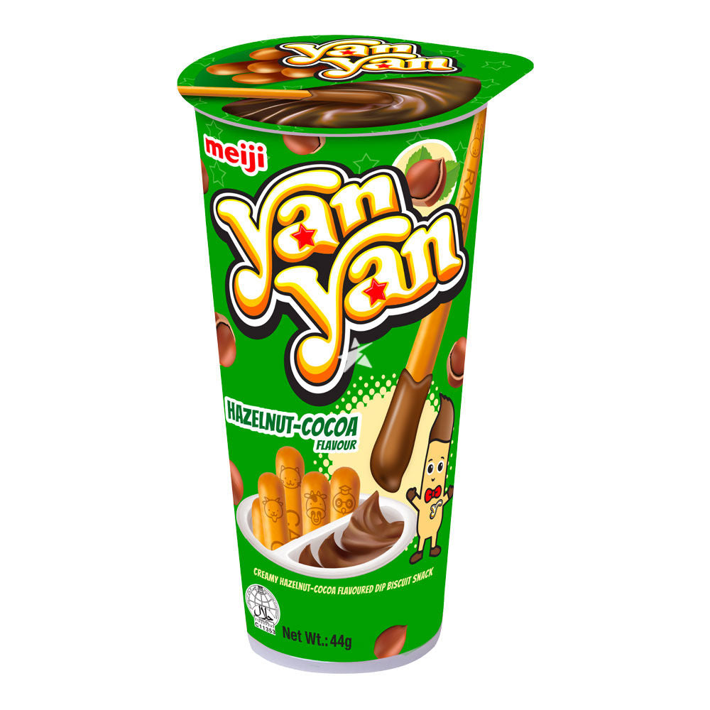 Meiji Yan Yan Hazelnut Cocoa Biscuits Snack 44g Cup (10 pack) - D40/D37.