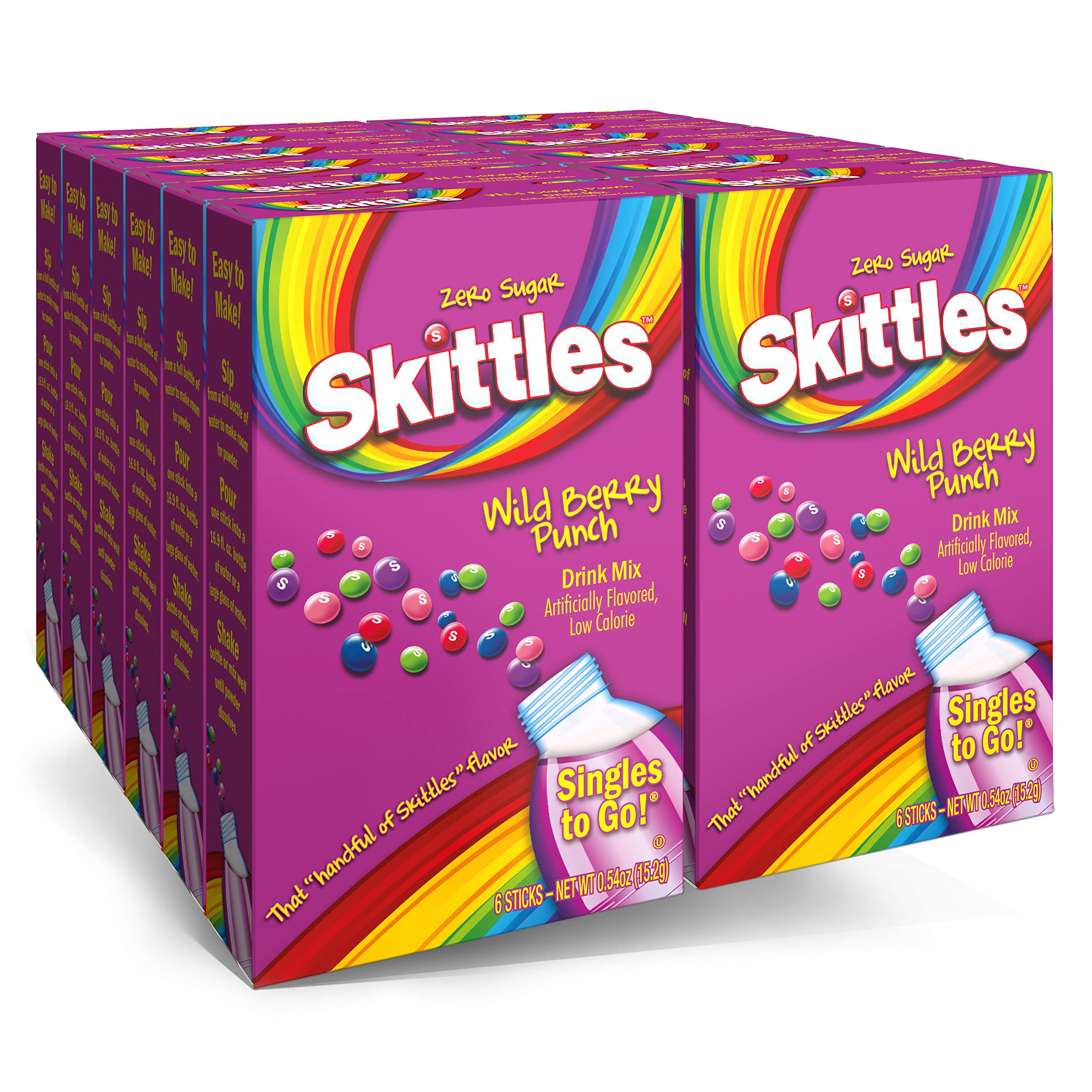 Skittles Rainbow Singles To Go Wild Berry 6 stick (12 Pack)