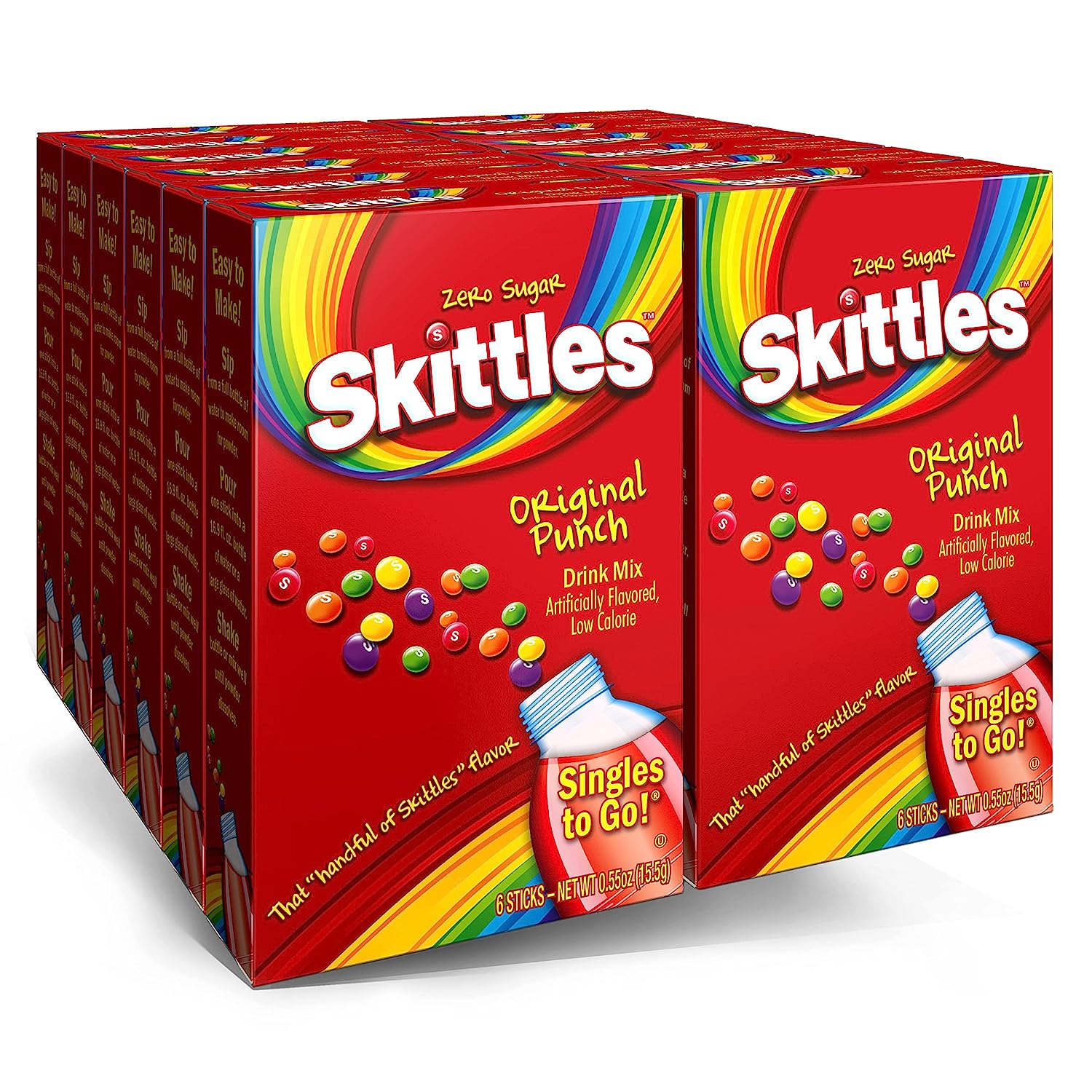 Skittles Rainbow Singles To Go Original Punch 6 stick (12 Pack)