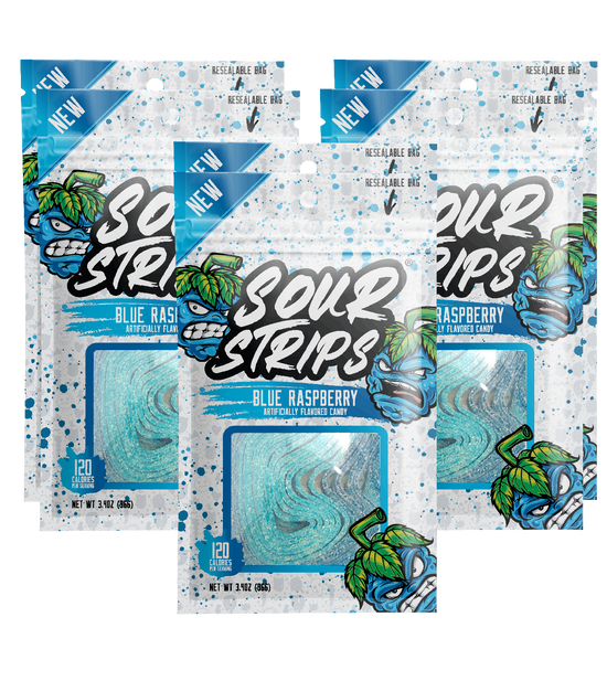 Sour Strips Blue Raspberry  96g (12 Pack) D6