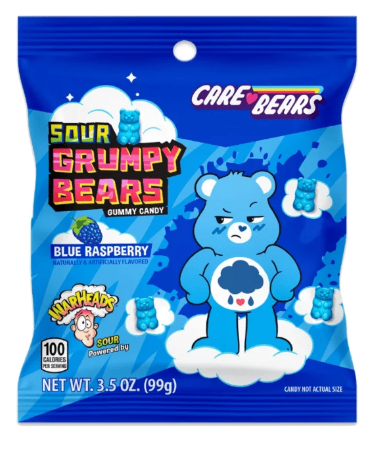 Warheads Sour Grumpy Bears bag 3.5 oz (99g) (12 pack) -Z33