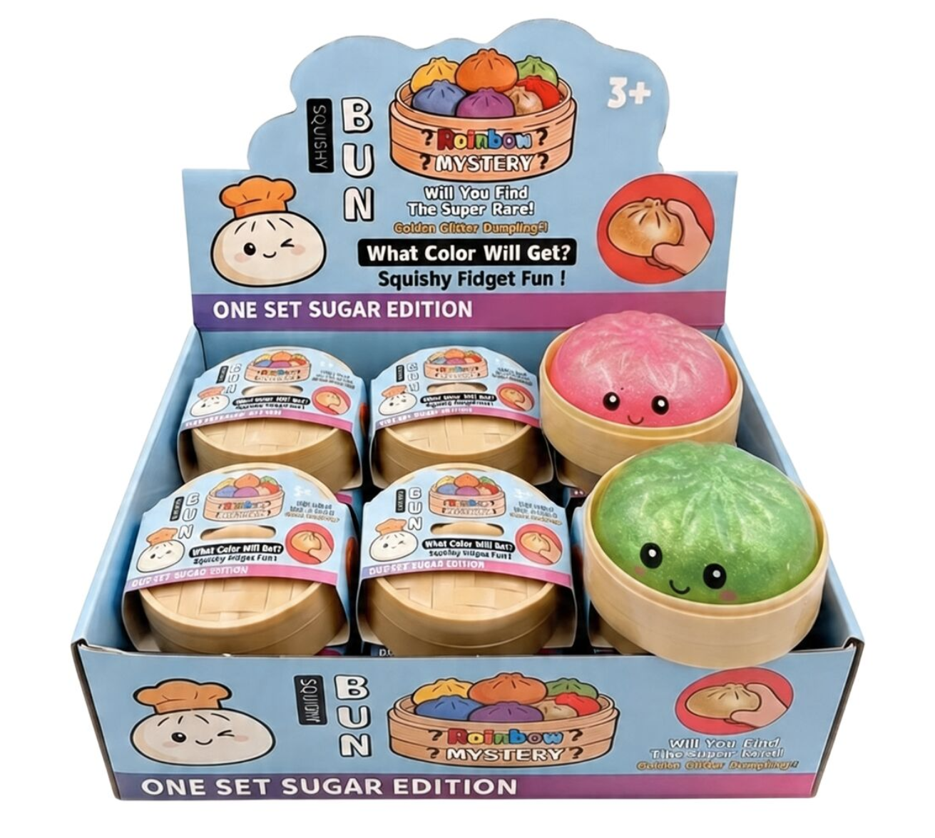 SQUISHY BUN - GLITTER EDITION 8.5CM (12 pack)