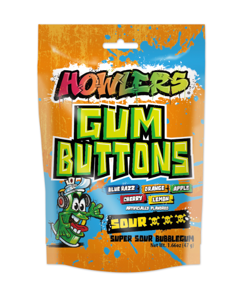 Albert’s Howlers Sour Gum Buttons 47g (12 pack) - D50