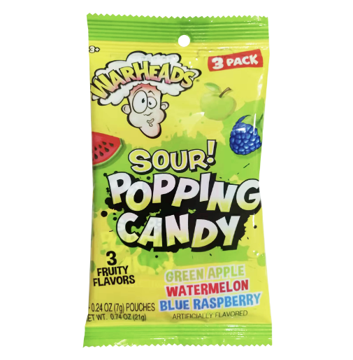 Warheads Sour Popping Candy 3-Pack 21 g (12 Pack) - B33