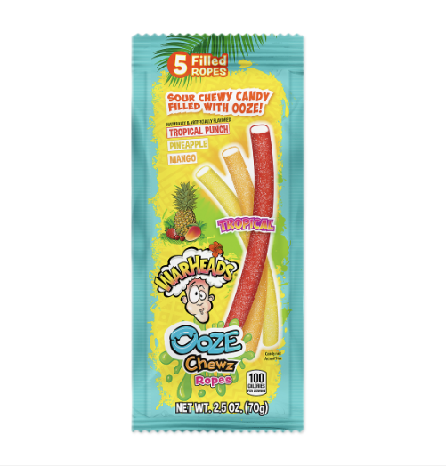 WARHEADS Ooze Chewz cordes tropicales 75 g (lot de 12)