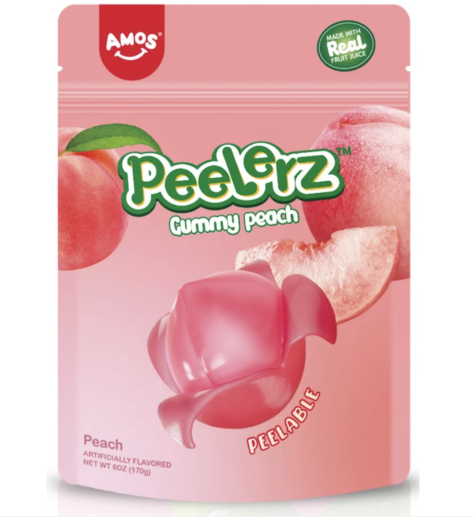 Amos Peelerz gummy peach 170g (12 Pack) - Z65