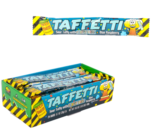 Toxic Waste Taffetti Blue Raspberry - Sour Taffy with Confetti Bits (20g x 24 x 8) - R76
