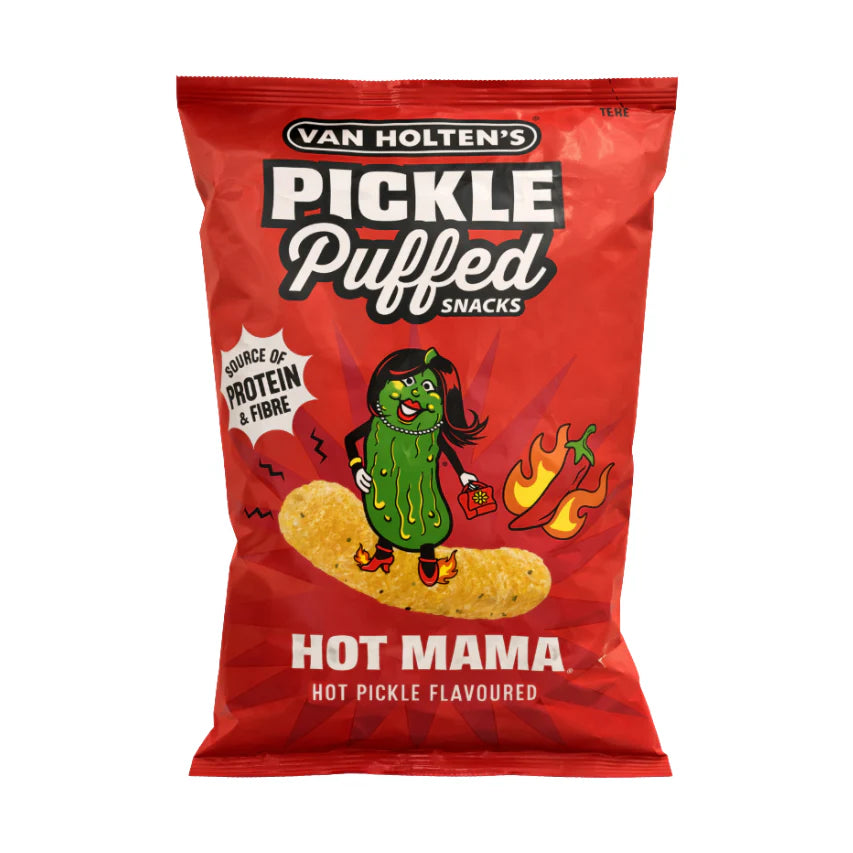 VAN HOLTEN'S Hot Mama Pickle Puffed Snacks 90g (10 Pack)