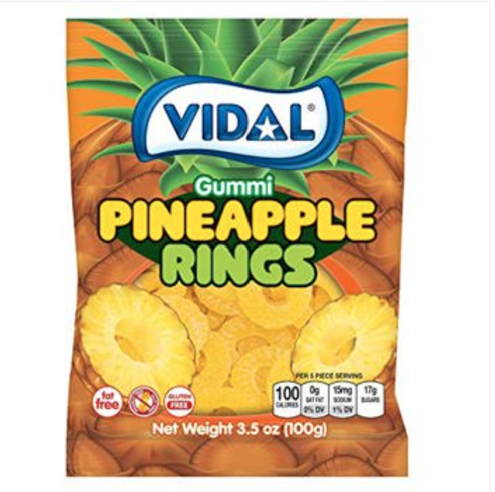 VIDAL Sour Pineapple Rings 100g (14 pack) - Z22