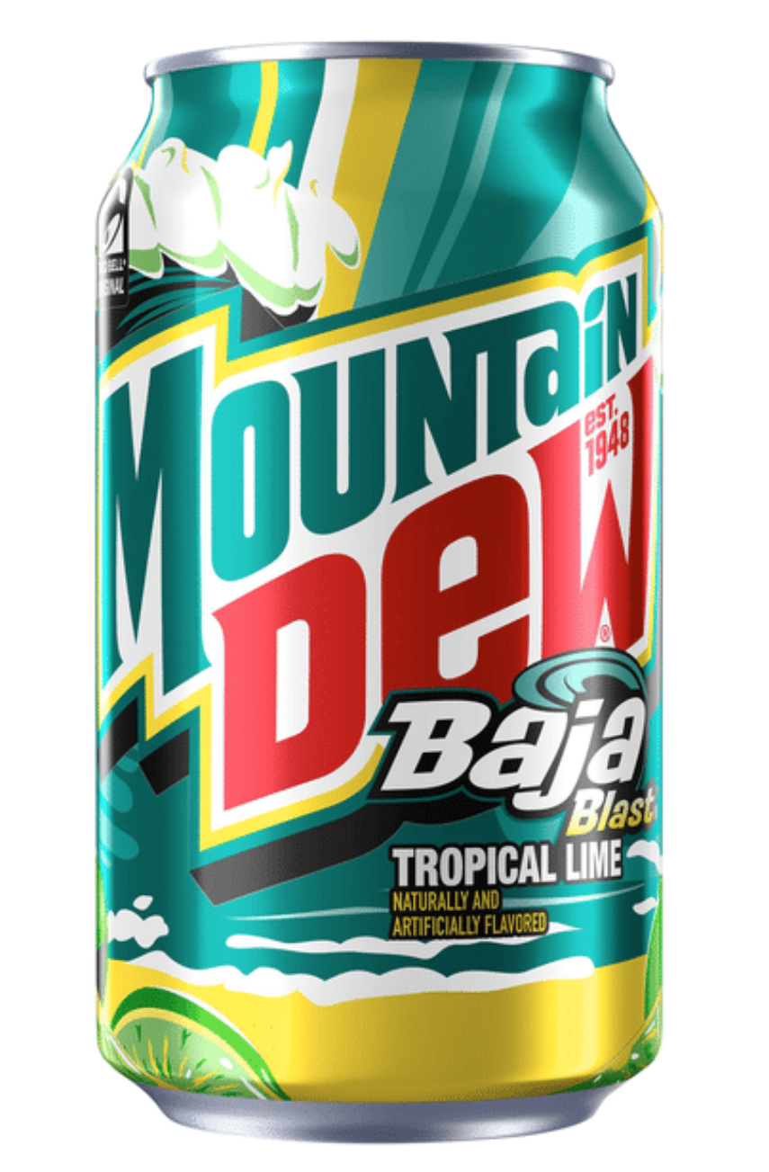 MOUNTAIN DEW  Baja Blast Tropical Lime 355ml (12 pack)