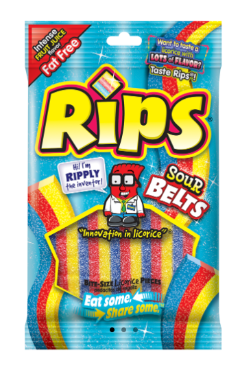 Rips Peg Rainbow Sour Belts 99g (12 pack) - X43