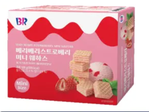 Baskin Robbins Berry Berry Strawberry Mini Wafers 100g  (24 Pack) - D37