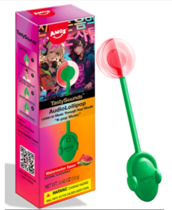 Amos Tastysounds K- Pop Lollipop Watermelon (24 pack) -Z136