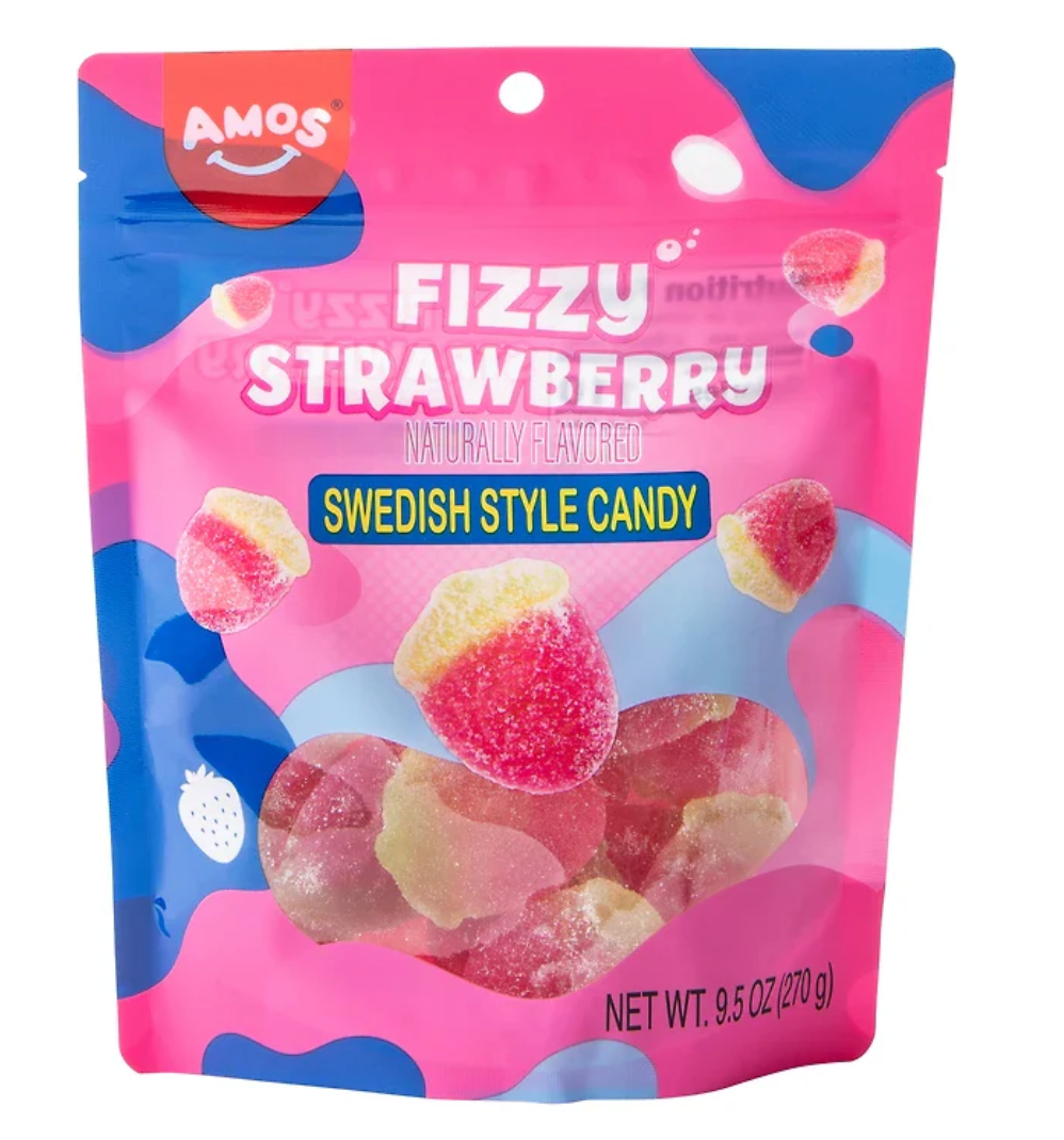 AMOS Swedish Fizzy Strawberry 270g (12 pack)