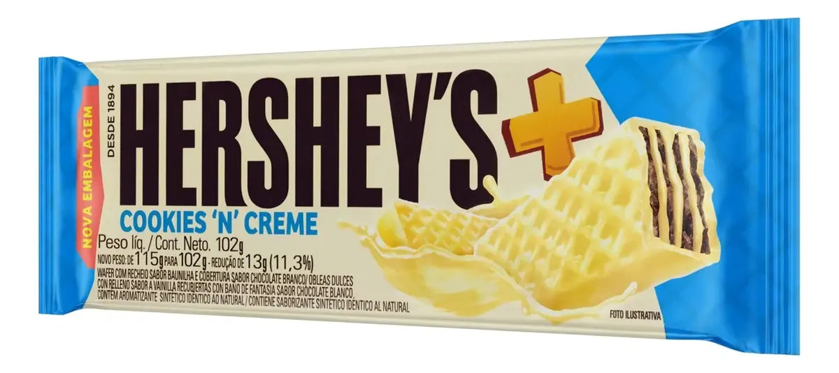 HERSHEY'S Choco Wafer Cookies N Cream 102g (48 pack) (Brazil)