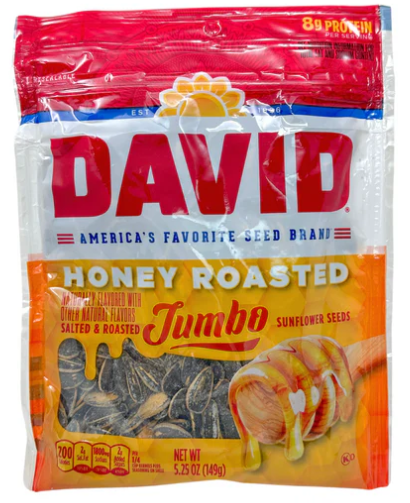 David Jumbo Honey Salted & Roasted Jumbo Sunflower Seeds 149g (12 Pack) - H61