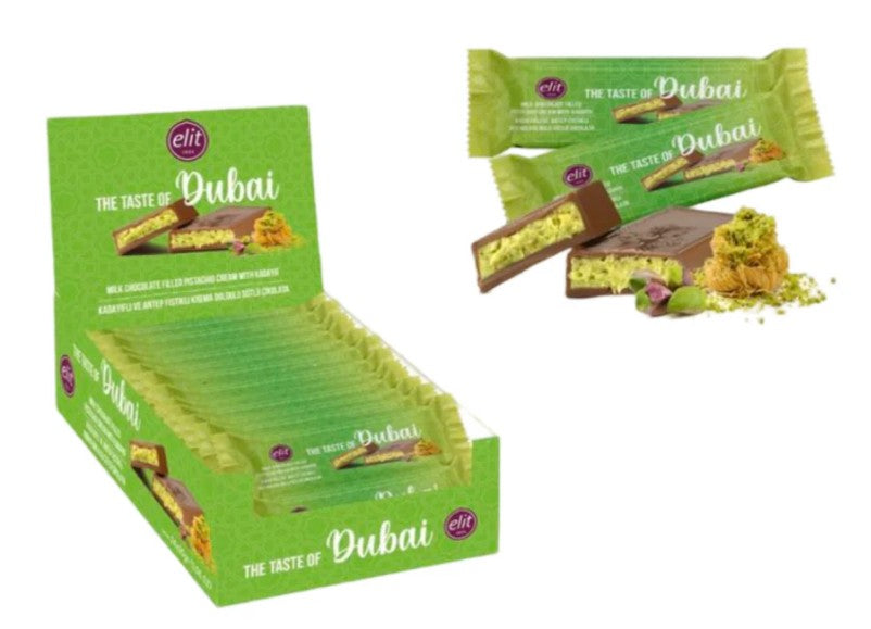 Elit The Taste of Dubai - Milk Chocolate Filled Pistachio Cream with Kadayif 30g (24 pack)