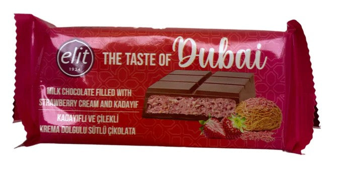 Elit The Taste of Dubai - Milk Chocolate Filled With Strawberry Cream with Kadayif 90g (12 pack)