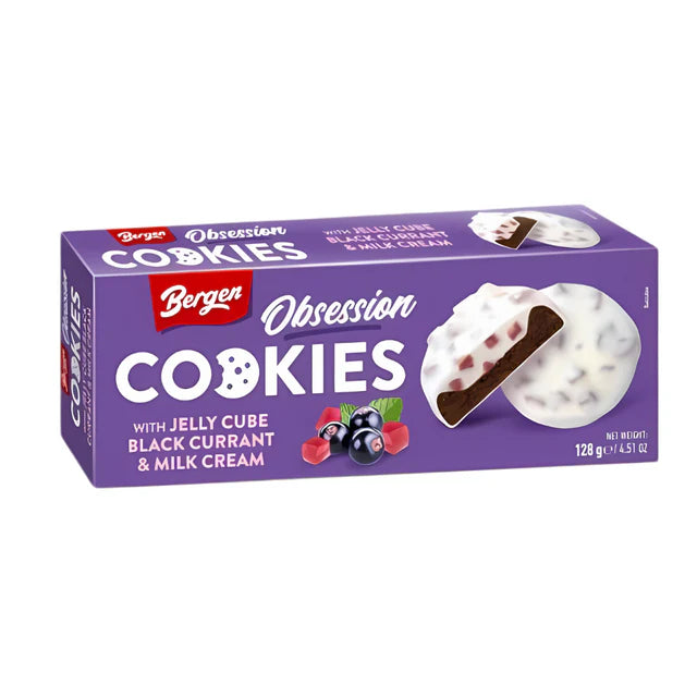 BERGEN Cookies Jelly Cube Black Currant & Milk Cream 128g (18 pack) - L2