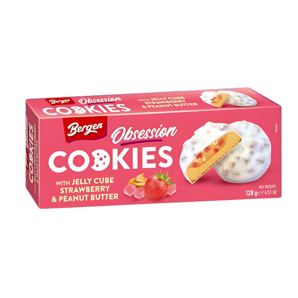 BERGEN Cookies Jelly Cube Strawberry & Peanut Butter 128g (18 pack) - L2