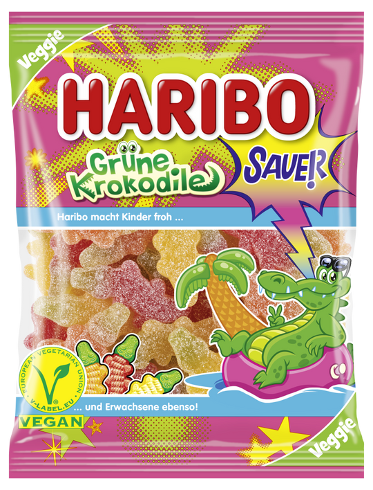 Haribo Grüne Krokodile 175 g (32 Pack)- Veggie - A18