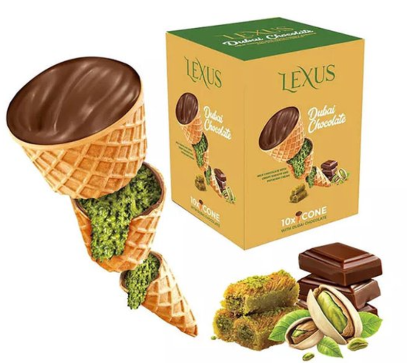 Lexus Dubai Chocolate Milk Chocolate with Kadayif and Pistachio Cream 96g ( 12 pack) - C4