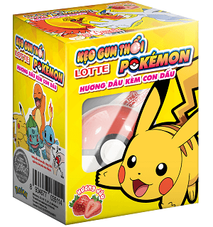 Lotte Pokemon Gum Blowing Strawberry Flavor With Stamp 3g (12 packs) - W18/W19