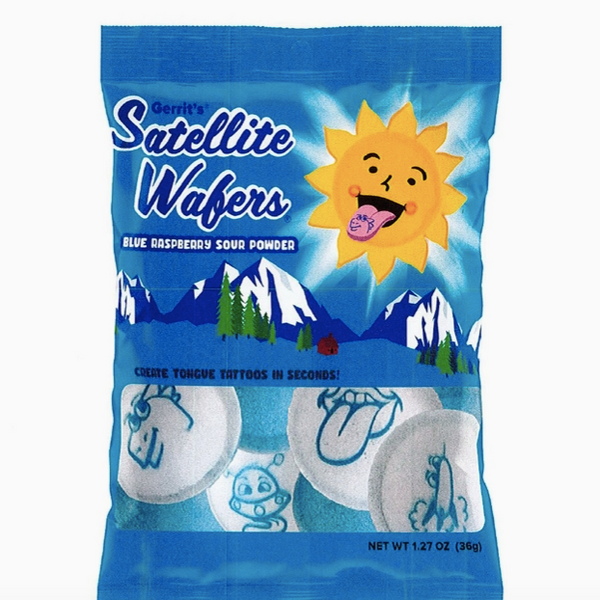 Gerrit's Blue Raspberry SATELLITE Wafers with Tongue Tattoo 36g (12 pack) - D83