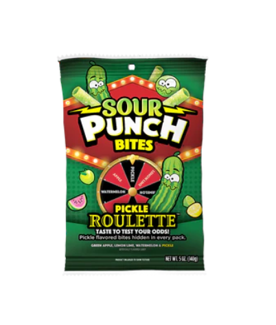 SOUR PUNCH Bites Pickles Roulette peg 142 g (12 Pack)  - Q10