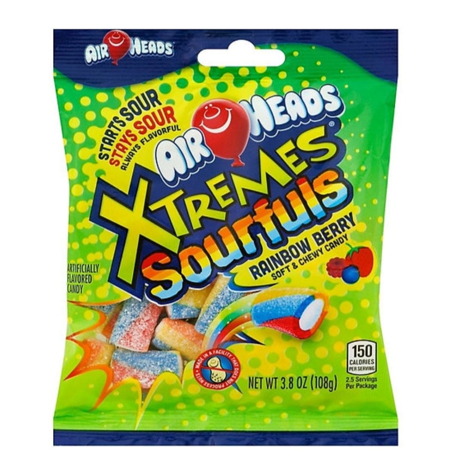 Airheads Xtremes Sourfuls Rainbow Berry Peg Bag 108g (12 Pack)