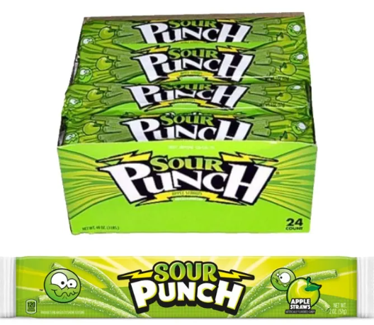 SOUR PUNCH Apple Straws 57g (24 Pack) -  R32