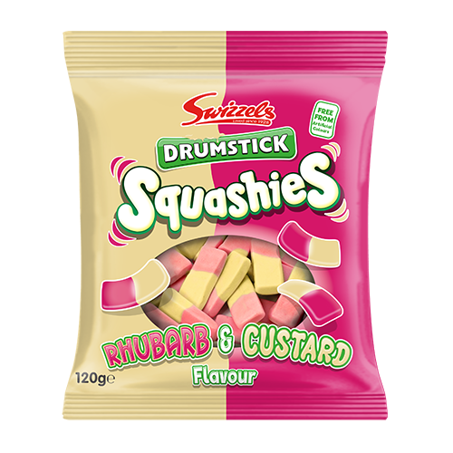 Swizzels Drumstick Squshies Rhubarb and Custard 120g (12 pack) - D3