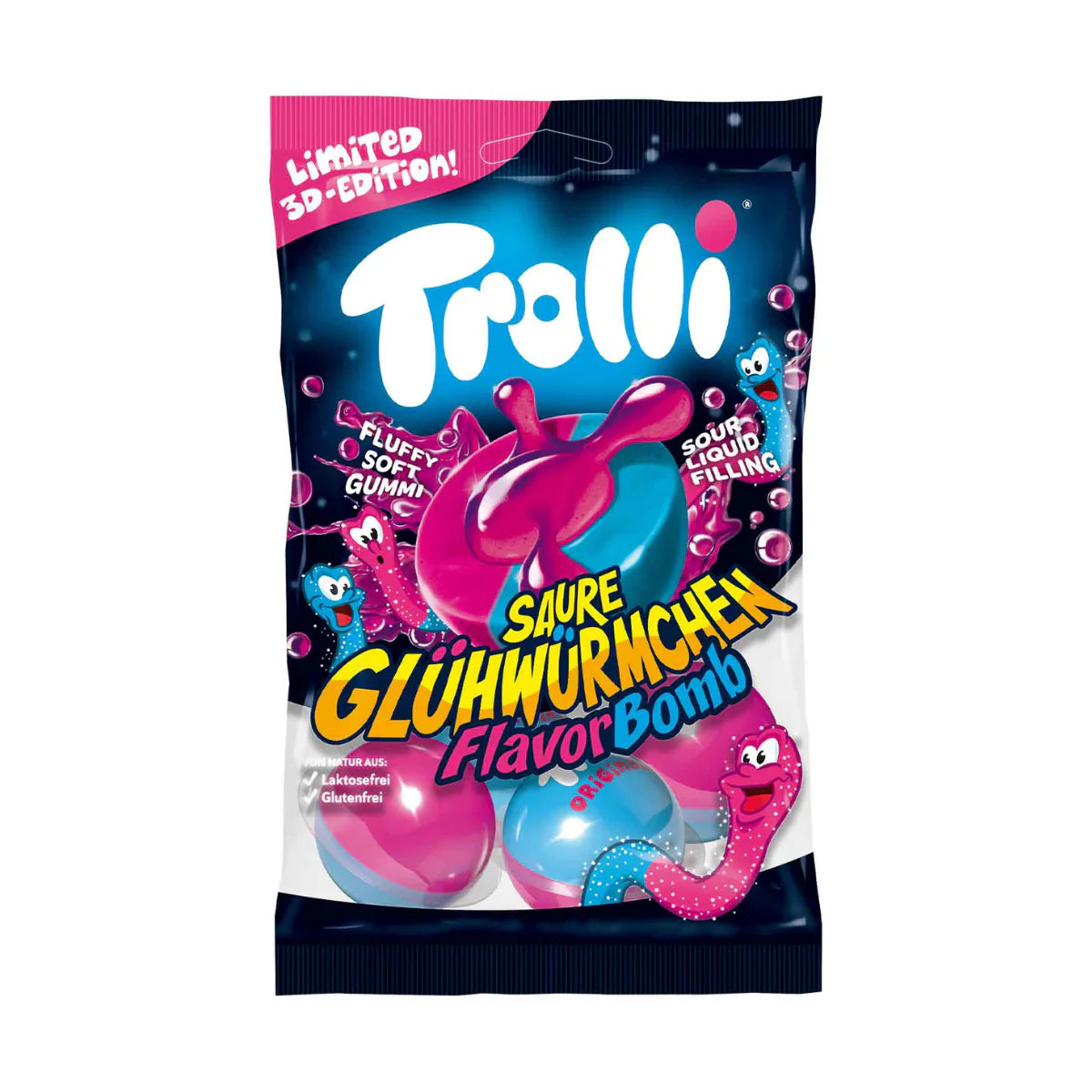 TROLLI Sour Glowworms Flavor Bomb 75g (21 pack) - D11