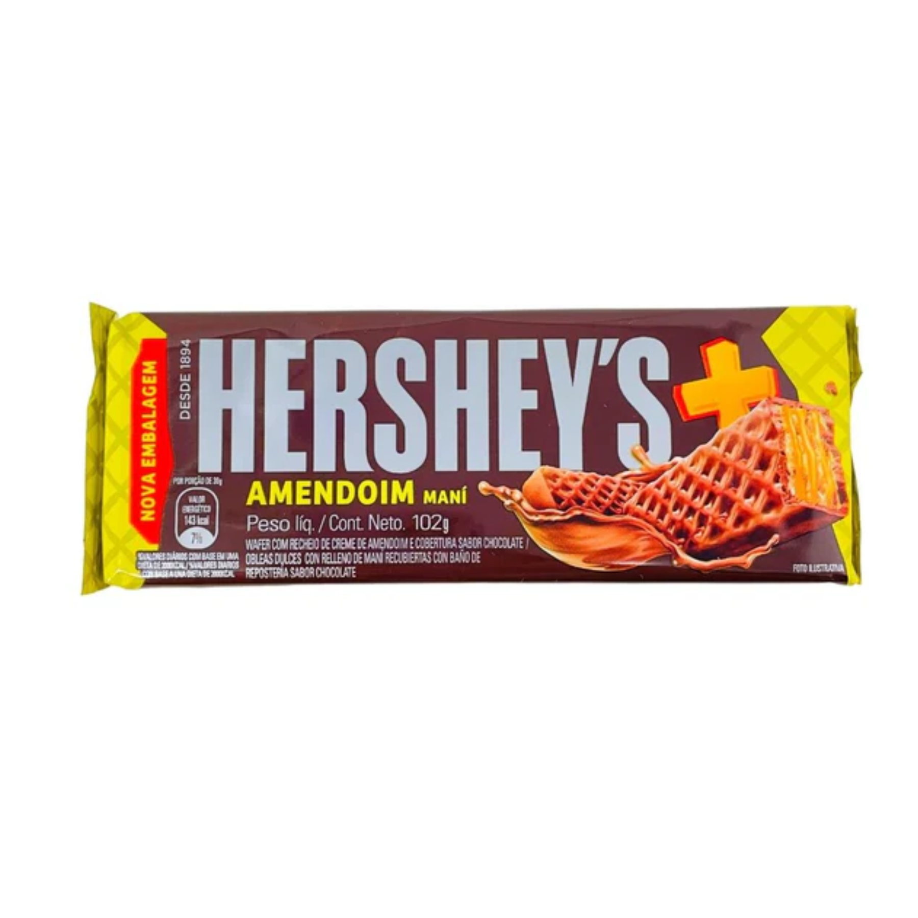 HERSHEY'S Choco Wafer Amendoim 102g (48 pack) (Brazil)