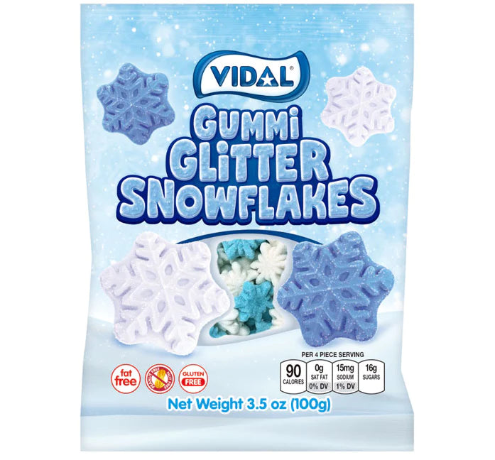 Vidal Gummi Glitter Snowflakes 128g Z73