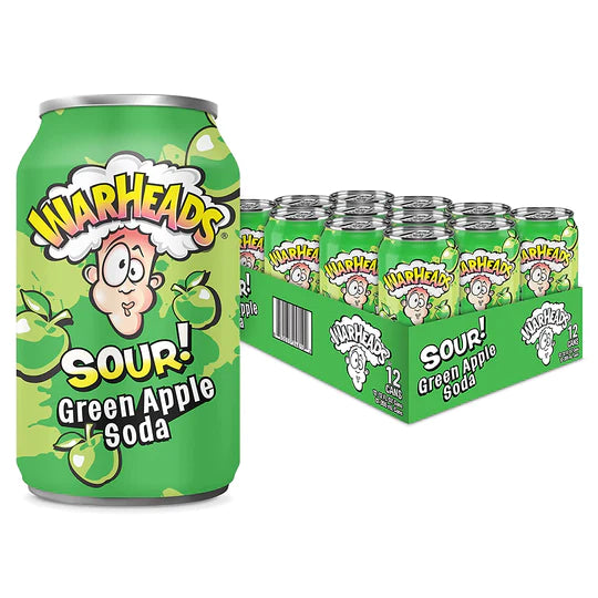 Warheads Sour Green Apple Soda 355 mL (12 Pack)