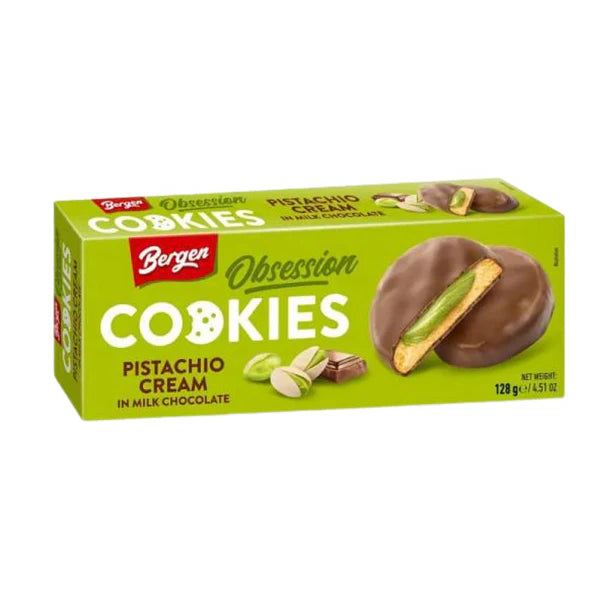 BERGEN Pistachio Cream Milk Chocolate Cookie 128g (18 pack) -